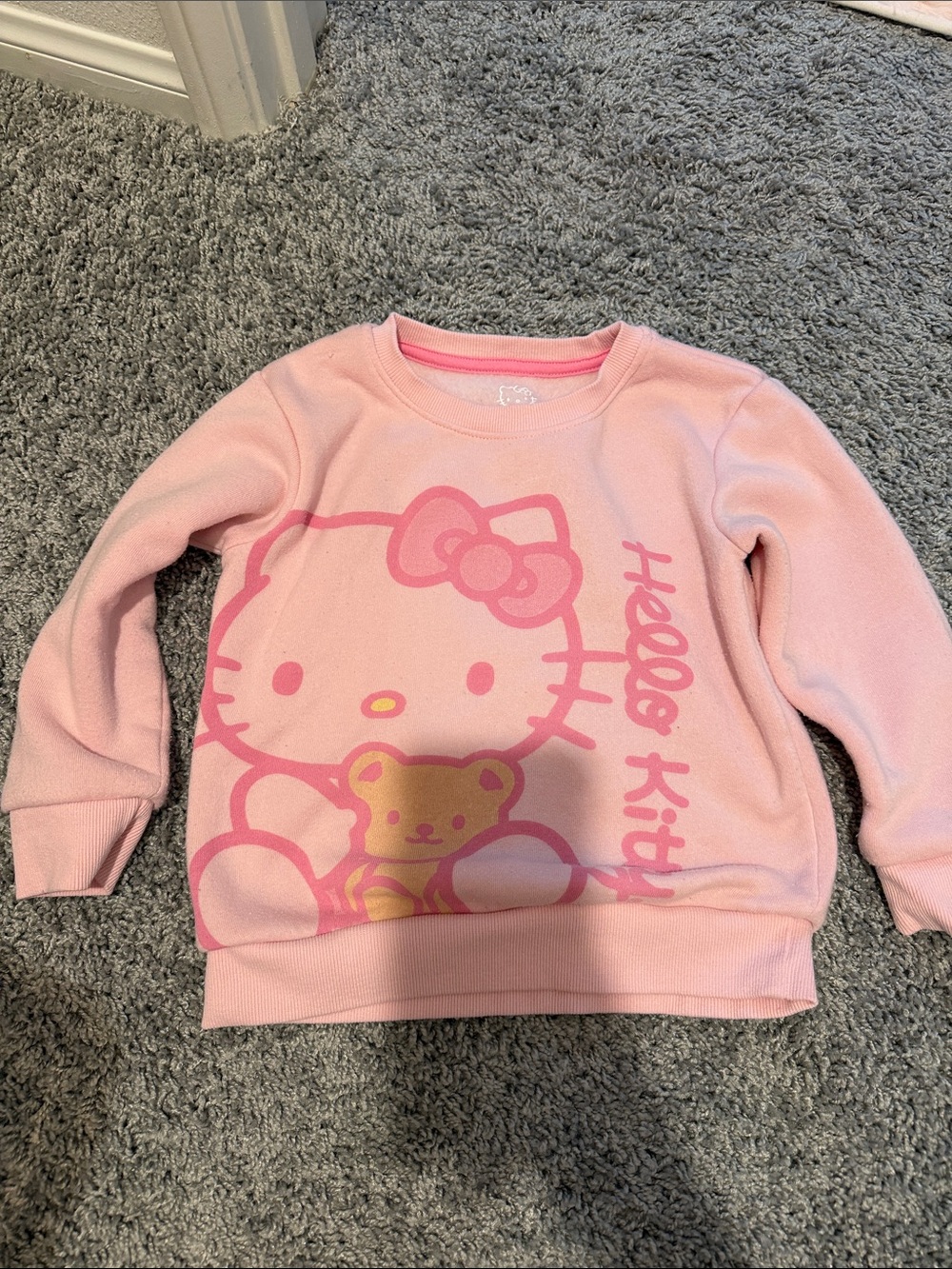 Hello Kitty Light Pink Kids Sweatshirt with Bear Graphic